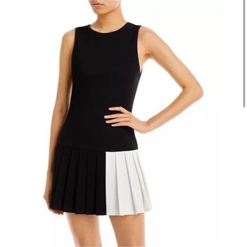 Black and White Pleated Dress